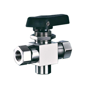 6000 PSI 3-Way Ball Valve, 3/8" Compression Inlet, -4 (1/4")F NPT Outlet, -6 (9/16")F ORB Vent - Stainless Steel