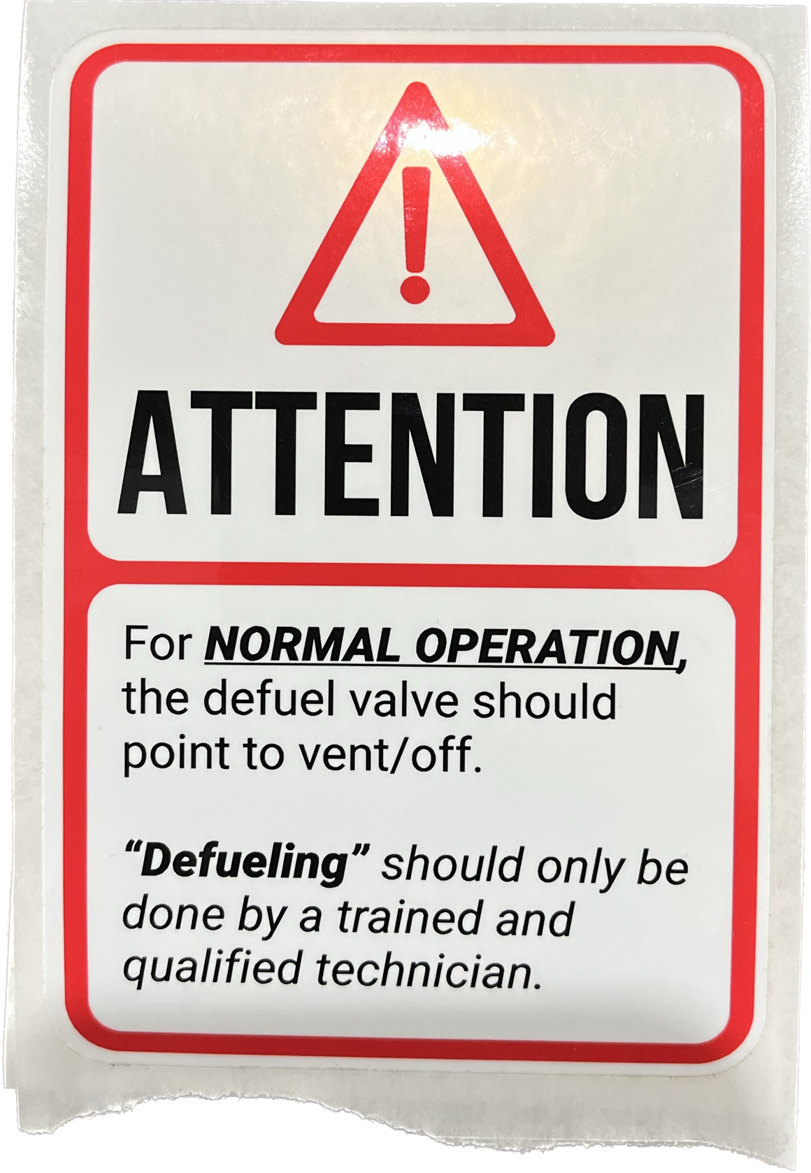 Defueling Attention Decal
