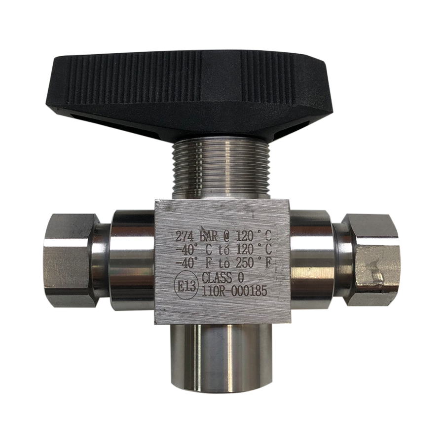 3 Way Valve with #6 ORFS Male 1/4" NPT Female and #6 SAE ports - American CNG